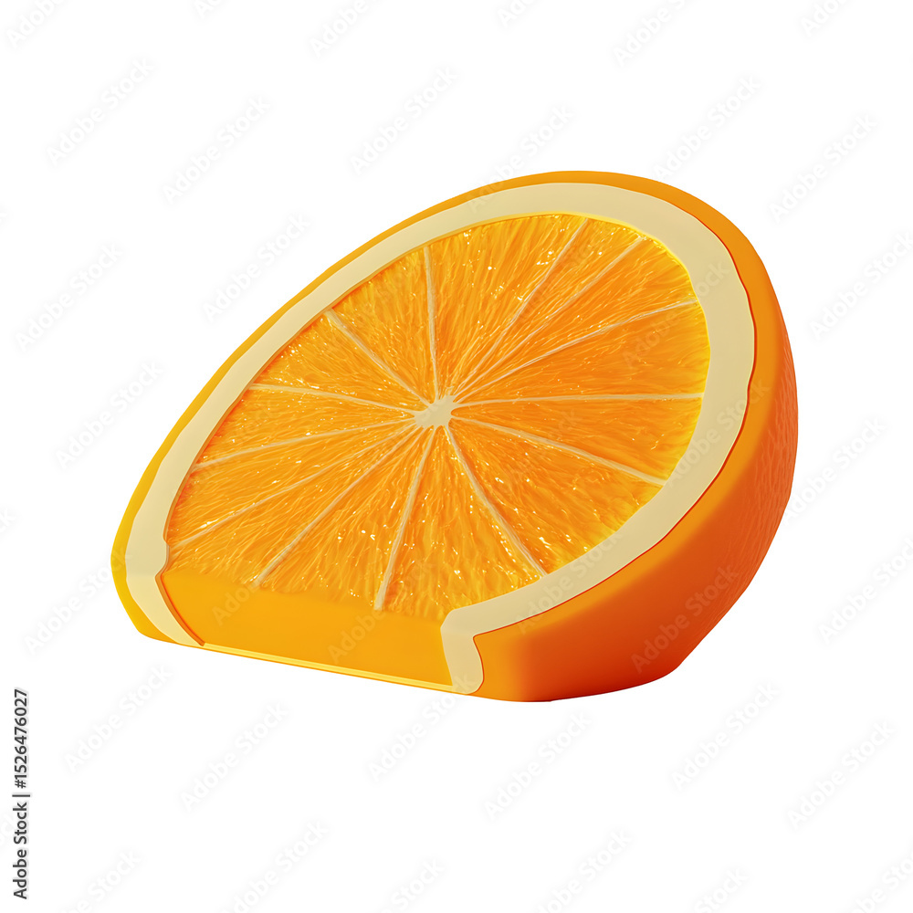 Aufkleber vibrant orange slice visual: a refreshing 3d rendering on clear backdrop