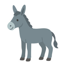 A flat vector cartoon donkey 