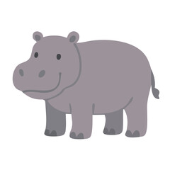 A fat cartoon hippo in soft gray tones.