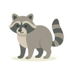 A cute cartoon raccoon with striped tail.