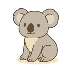 A soft, gray koala depicted in a clean, cartoon vector style.