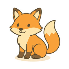 A flat vector illustration of a charming red fox with a bushy tail.