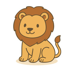A cheerful cartoon lion drawn in a simplified vector format.
