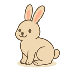 A beige cartoon bunny in a cute, minimal vector style.