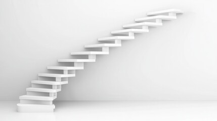 Minimalist White Staircase Ascending Into Bright Open Space With Clean Lines And Geometric Design