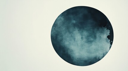 Teal watercolor circle painting in serene indoor studio