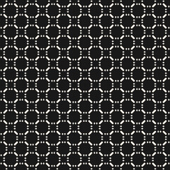 Fototapeta premium Black and white geometric seamless texture. Minimalist vector abstract ornament pattern with small grid, checkered lattice. Simple minimal monochrome background. Repeating design for print, decor