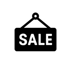 Hanging SALE signboard representing store promotion – solid black icon