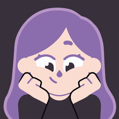 Thoughtful woman resting head on hands, looking whimsical and hopeful