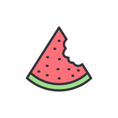 Delicious Watermelon Slice With A Bite Mark On Transparent Background
