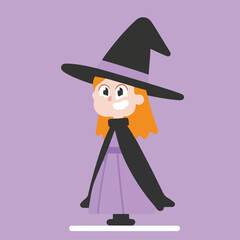 Smiling Girl in Witch Costume: Halloween Character Illustration