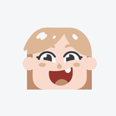 Cheerful Cartoon Girl with Missing Tooth Smiles Brightly
