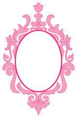 Vintage Oval Frame, Pink Vintage Glass Border, Love, Wedding Card Decoration