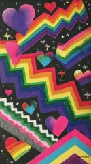 Stickers  Vibrant Rainbow Hearts Pop Art Composition with Retro Screen-Print Effects  © Jojo