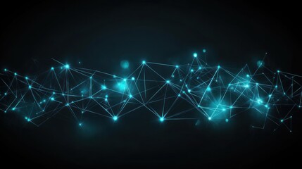 Obraz premium Abstract network design with glowing teal lines and points.