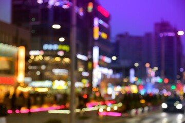 Blurry city lights background - Busan, Korea