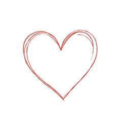 Hand-Drawn Red Heart Outline, Romantic Symbol, Love Graphic