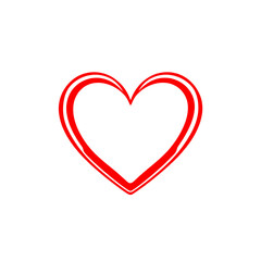 Double Lined Red Heart Shape, Valentine's Day Symbol, Love Icon