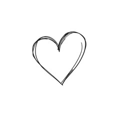 Hand-Drawn Sketch of a Simple Heart Shape, Romantic Design Element