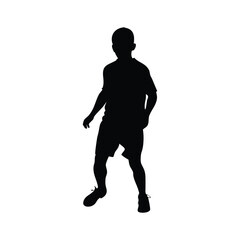 Junior soccer player silhouette White Background.