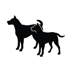 Silhouette of dogs White Background