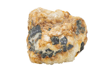 Close-up of caramelized blende mineral, isolated on white background