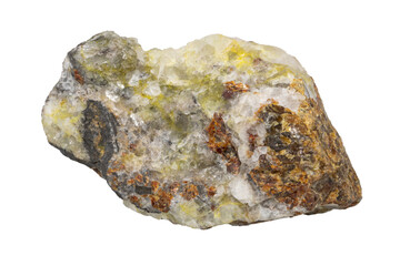 Close-up of caramelized blende mineral, isolated on white background