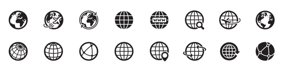 Globe Icons  Line Series  Editable Stroke, Globe and Earth Icons and Symbols, VECTOR ILLUSTRATION