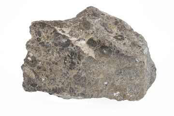 Close-up of basalt mineral, isolated on white background