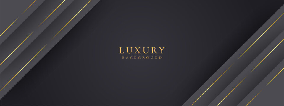 Abstract shape luxury gold line shadow overlap on dark grey background