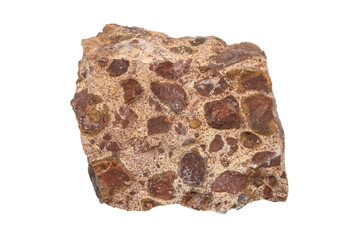 Close-up of bauxite ore, isolated on white background