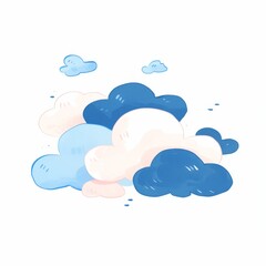 Cloudy icon, cute cartoon illustration style, clean white background and simple lines.