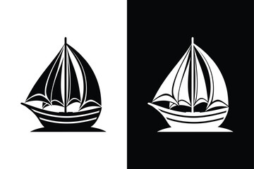 Isolated Sailboat Icon. Black and White Flat Boat Vector