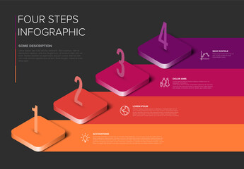 Four Steps Isometric Infographic Template