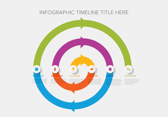 Spiral Infographic Timeline Design with 6 Steps and Colorful Arrows
