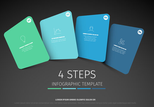 4 Steps Infographic Template with Tilted Cards and Icons