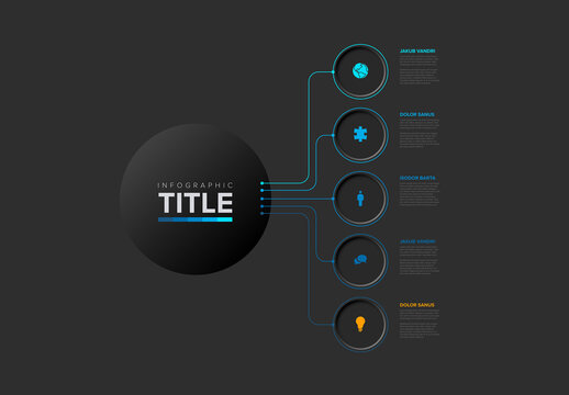 Minimal Dark Infographic Template with Vertical Steps