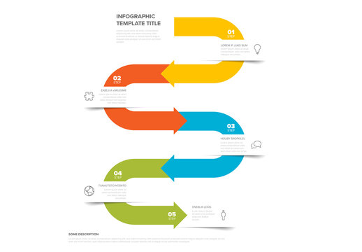 Infographic Template - 5 Steps Timeline Flow Chart Design