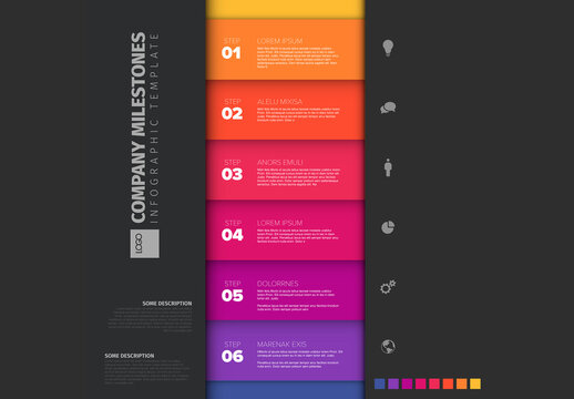 Company Milestones Timeline Infographic Template with 6 Steps