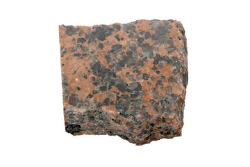Close-up of quartz diorite mineral, isolated on white background