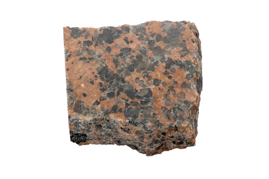 Close-up of quartz diorite mineral, isolated on white background