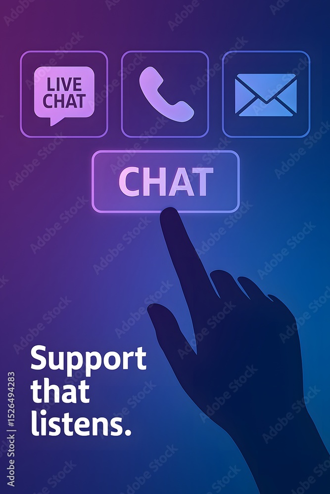 Poster a digital user engages in an interactive chat on a modern digital device, highlighting effortless an