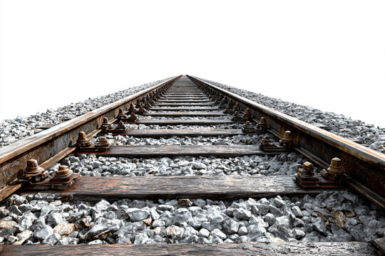 a train track with rocks and gravel on the side