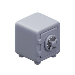 Gray safe with a dial lock, isolated on transparent background, 3D claymorphic icon