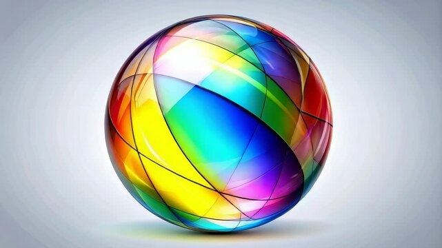 Colorful segmented glass sphere on neutral background