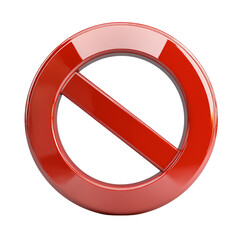 Vibrant Red Prohibition Sign on White Background: Icon of Restriction