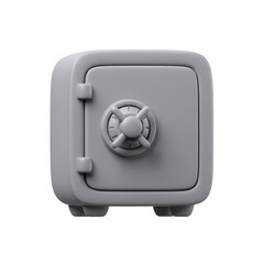 Gray secure safe on white background, isolated on transparent background, 3D claymorphic icon