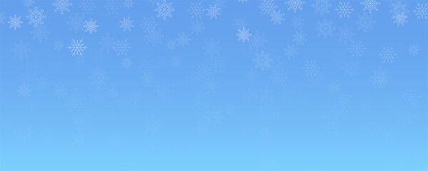 Winter landscape background with blue color and falling snowflakes. Snow illustration for New Year decoration.