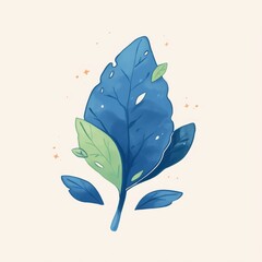 Leaf icon, cute cartoon illustration style, clean white background and simple lines.