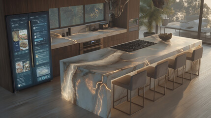 Smart Fridge with Touchscreen in Modern Kitchen Design
